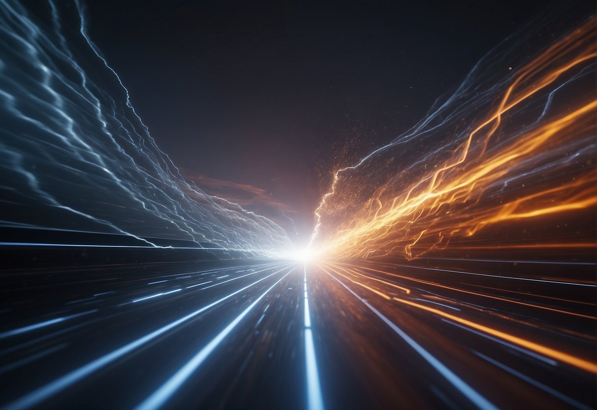 N8N and Zapier face off in a digital showdown, with lines of code swirling around them like a fierce tornado