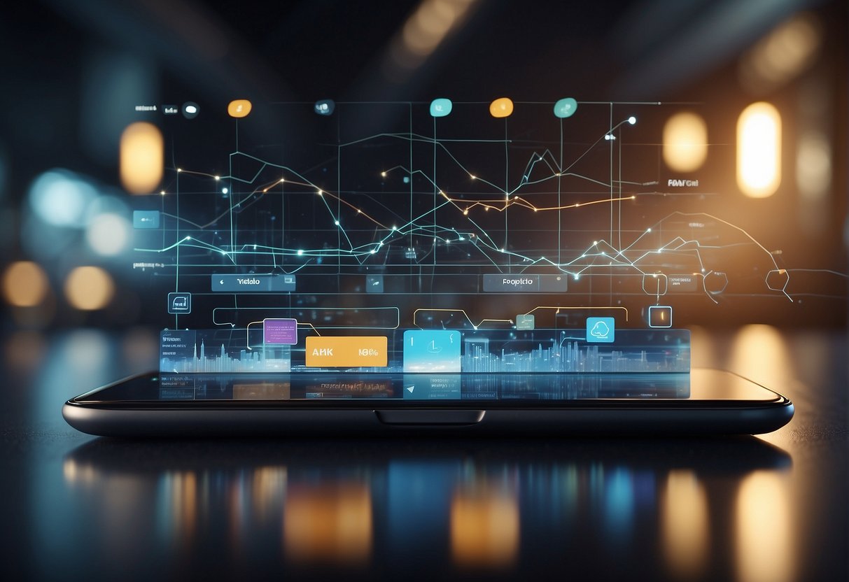 A dynamic interface with two interconnected platforms, n8n and Zapier, exchanging data seamlessly in real-time