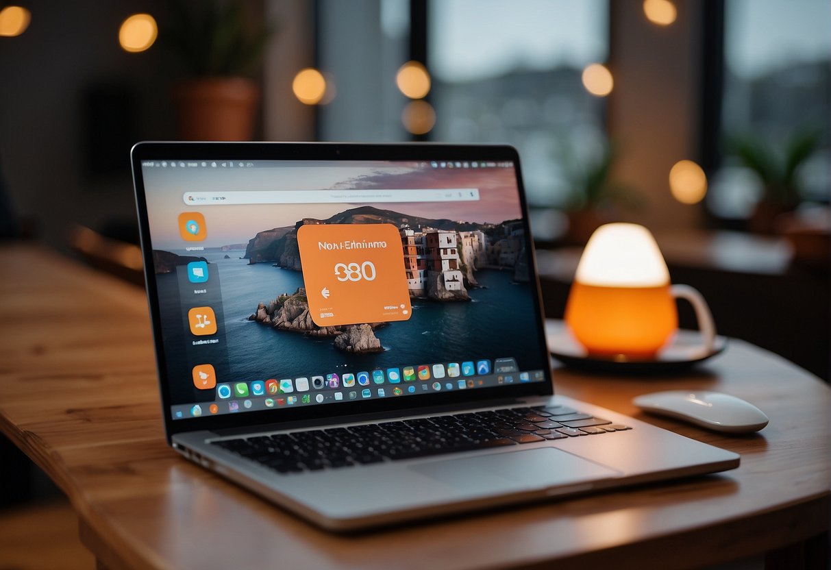 A laptop displaying n8n and Zapier interfaces side by side, with a user interacting seamlessly with n8n while struggling with Zapier