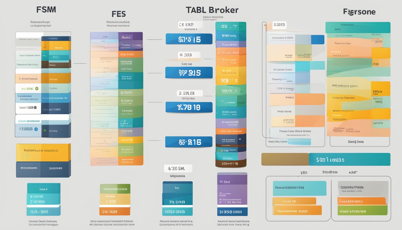 A table displaying various account types and corresponding fees at FSM Broker Singapore