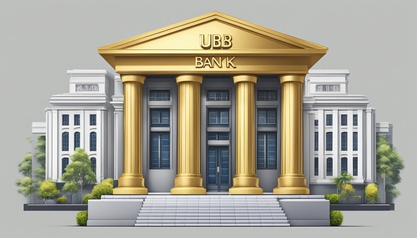 The bank displays two separate pricing structures for gold and silver, labeled as "Bank Buys" and "Bank Sells," against a backdrop of the UOB Singapore logo