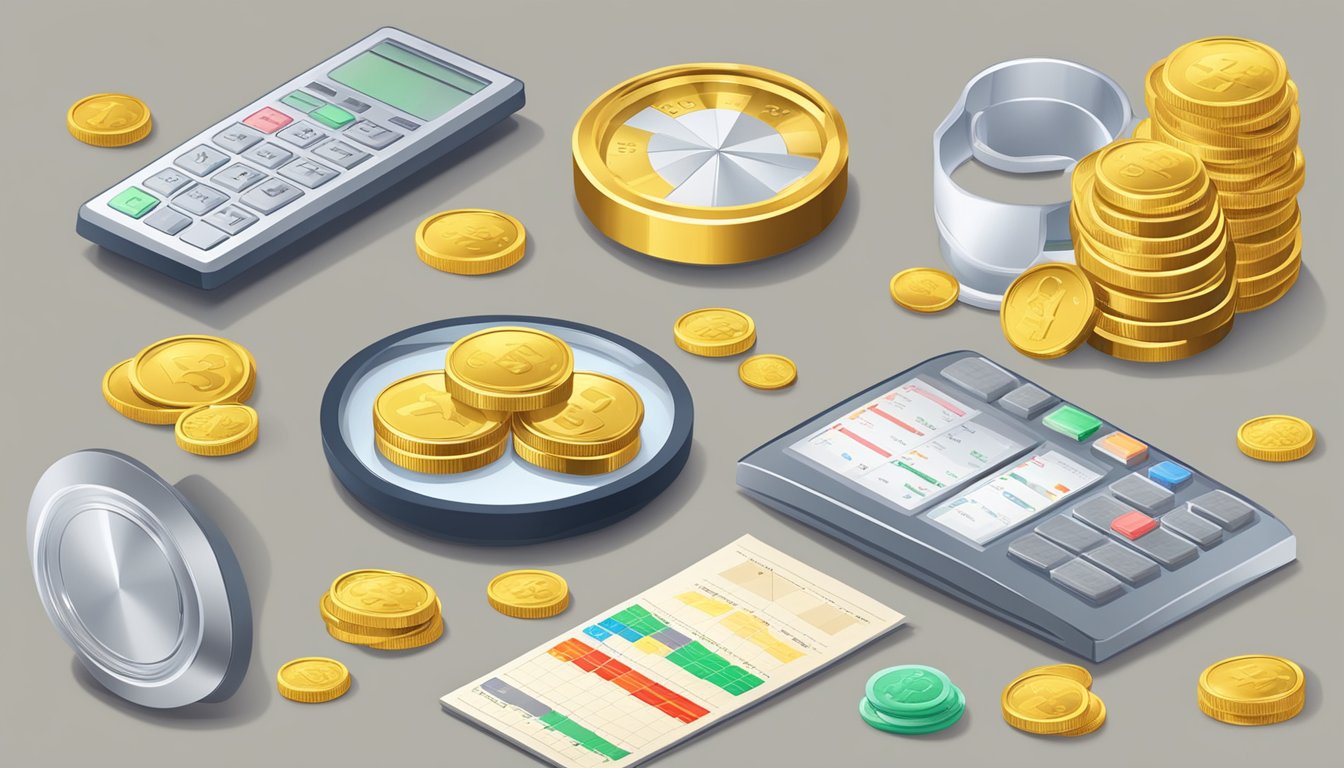 A table with various investment options: gold bars, silver coins, and price charts from UOB Singapore