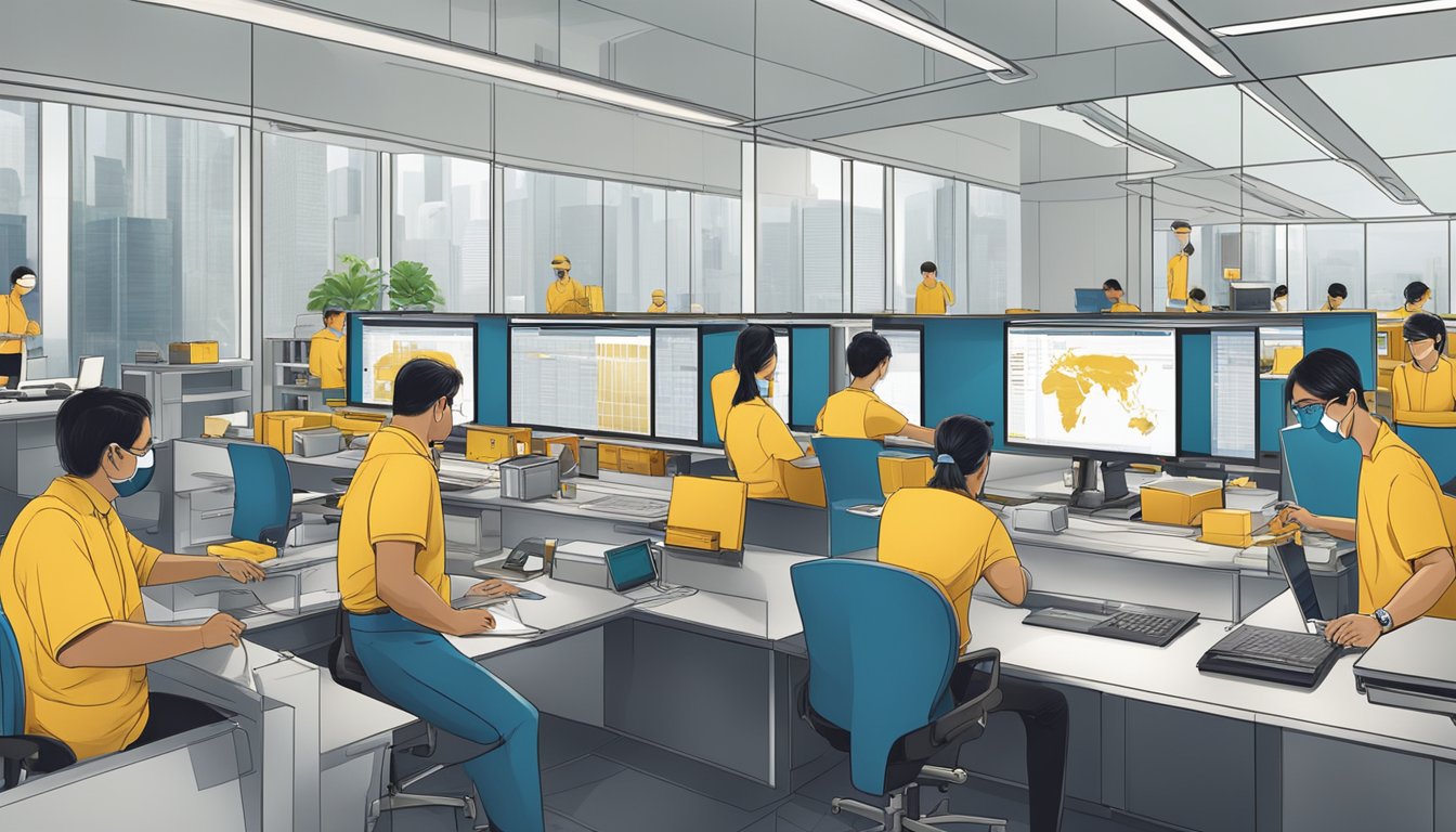 UOB employees processing gold trades in a modern Singapore office