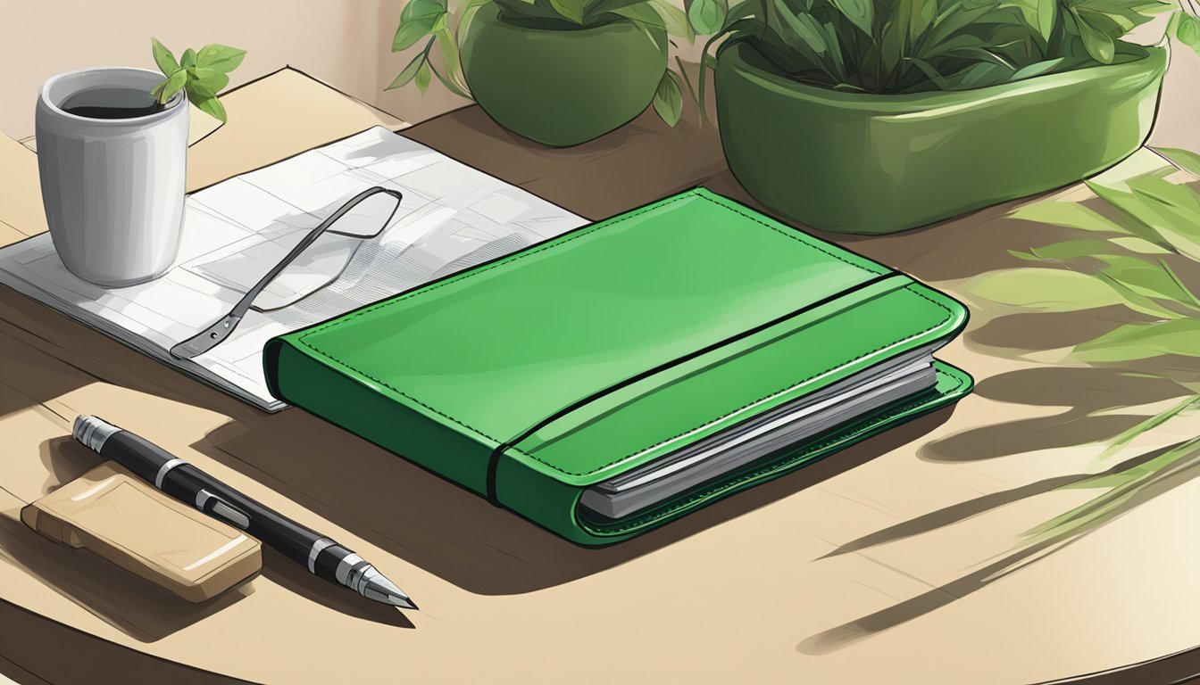 A green wallet sits on a feng shui table in Singapore