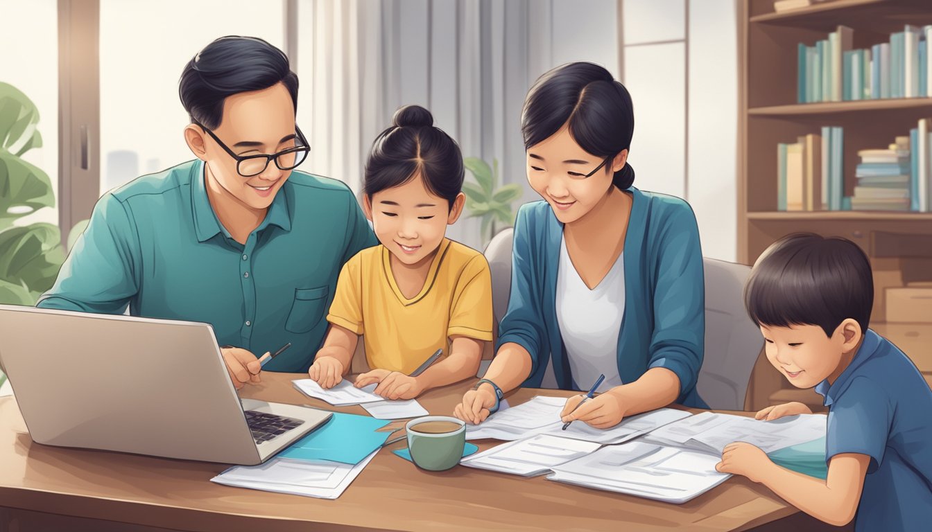 A family receives government support and pays taxes on their monthly income in Singapore