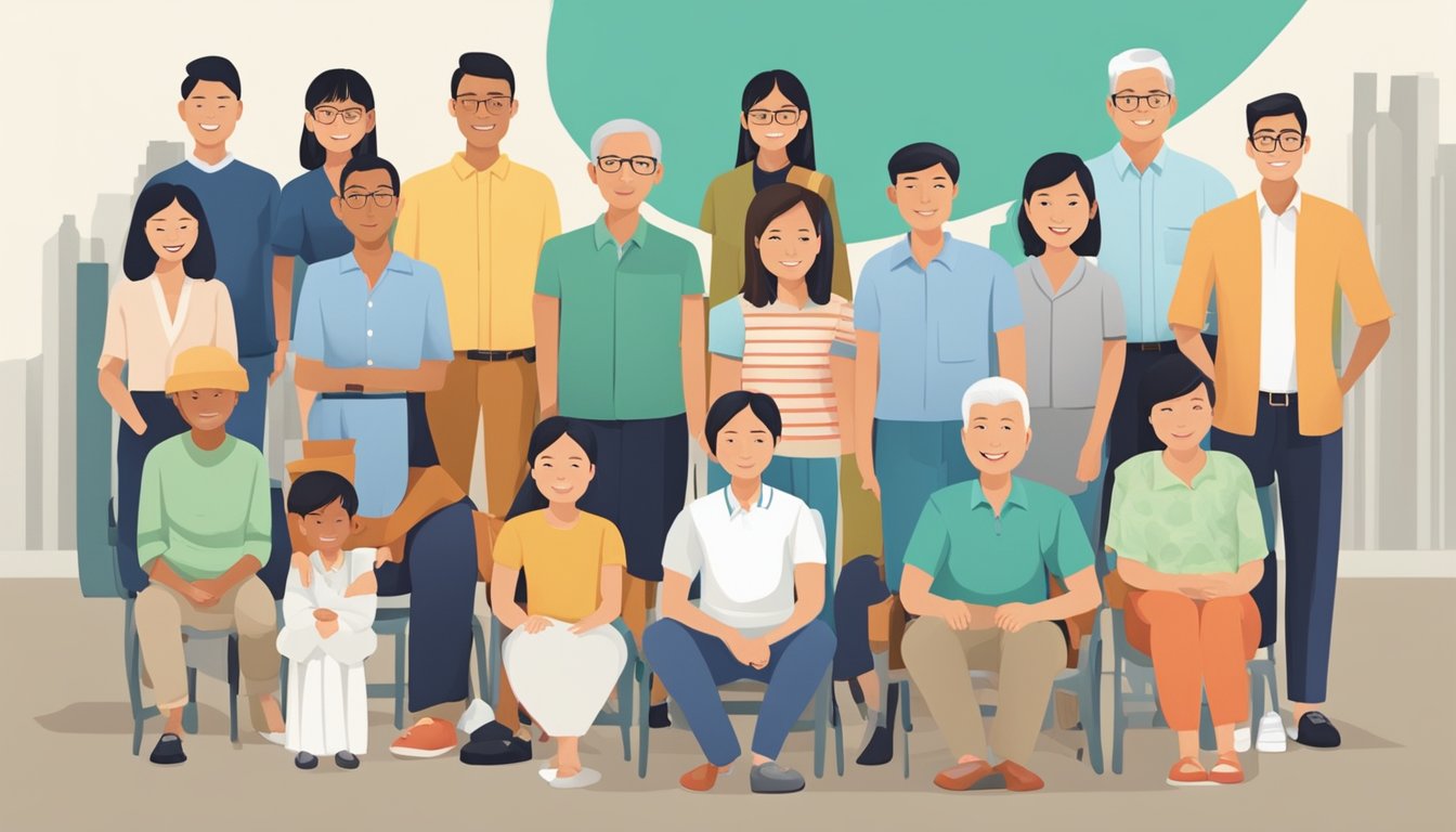 A diverse group of households with varying incomes, from low to high, representing different demographics in Singapore