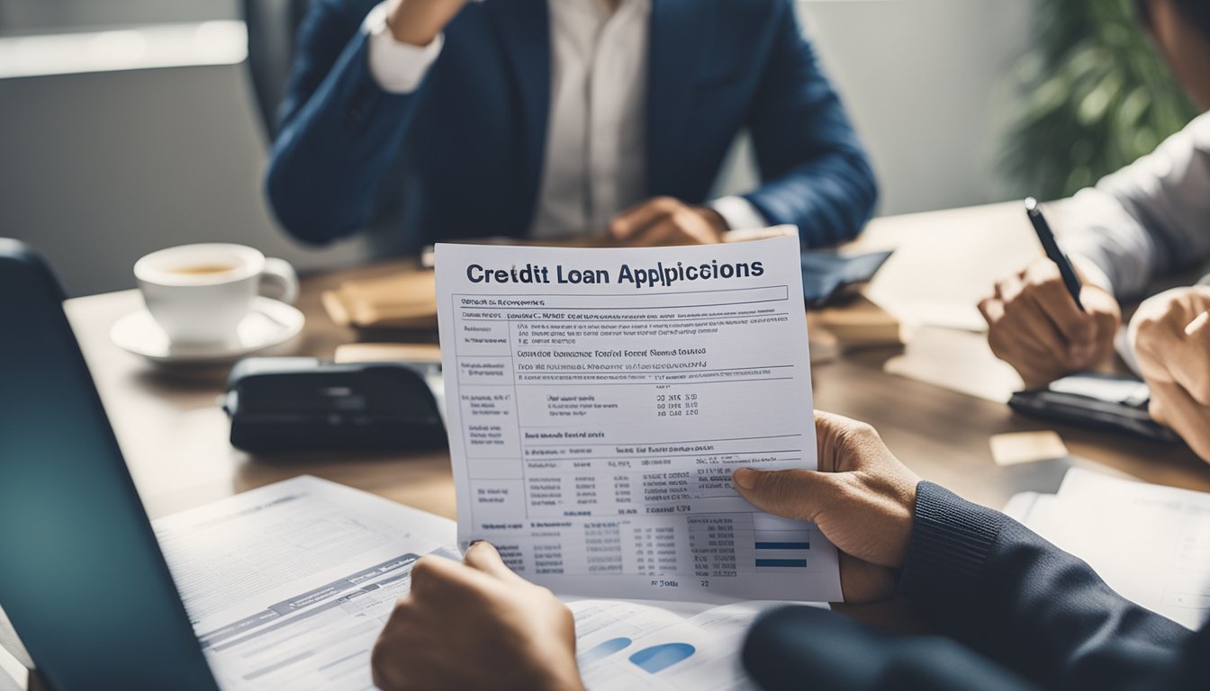 Moneylenders reviewing loan applications in Singapore, focusing on credit history, income stability, and debt-to-income ratio