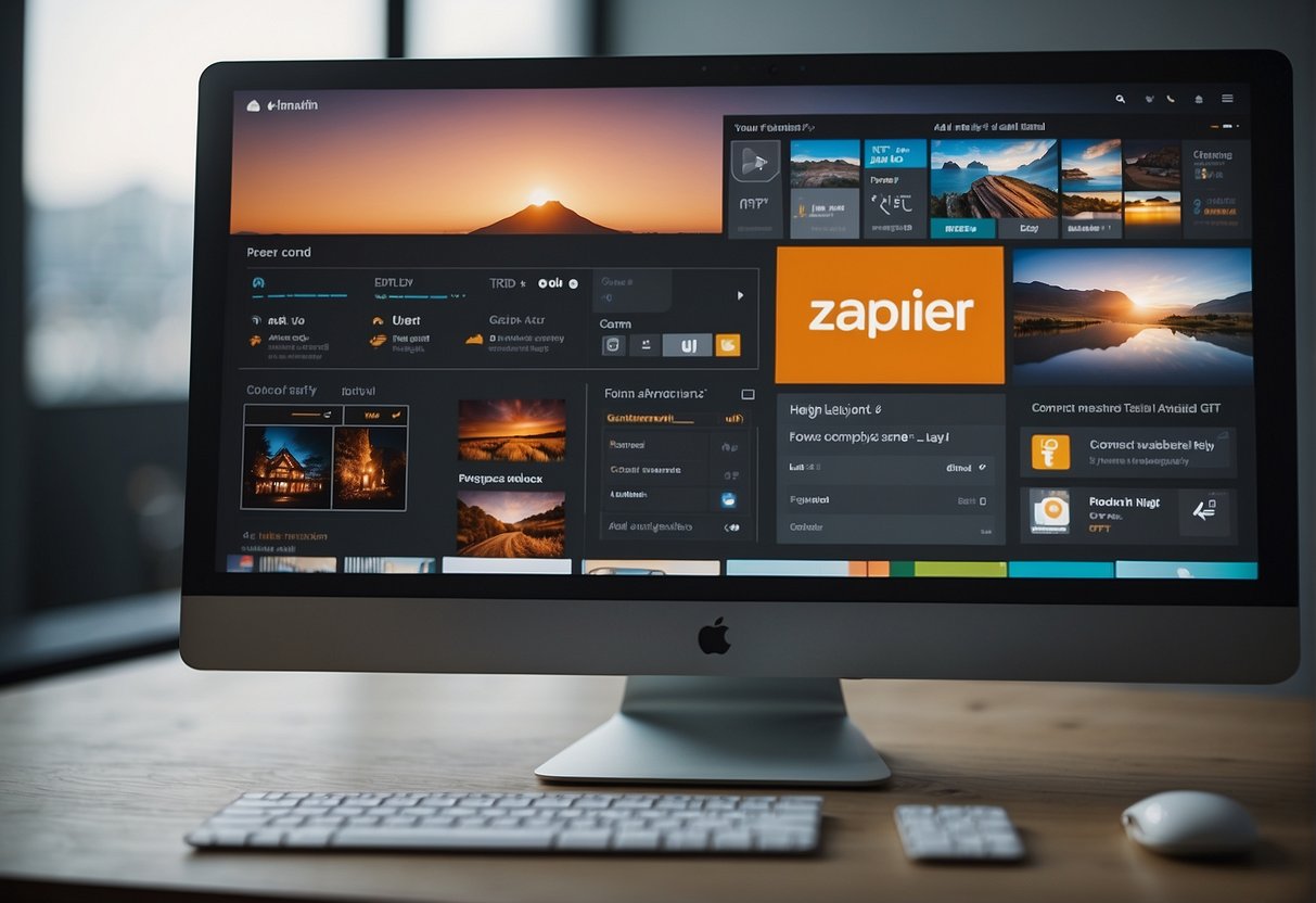 A computer screen displaying Zapier's advanced features being integrated with ChatGPT, with various customization options visible on the interface