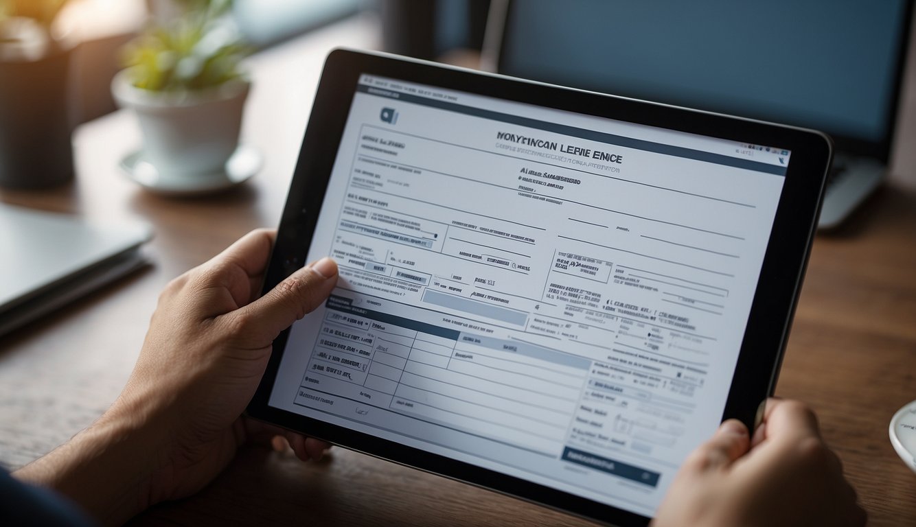 A person fills out a moneylender license application online in Singapore