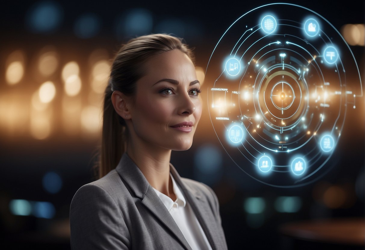 A user interacts with a Voice AI interface, asking questions and receiving answers. The AI responds with helpful information