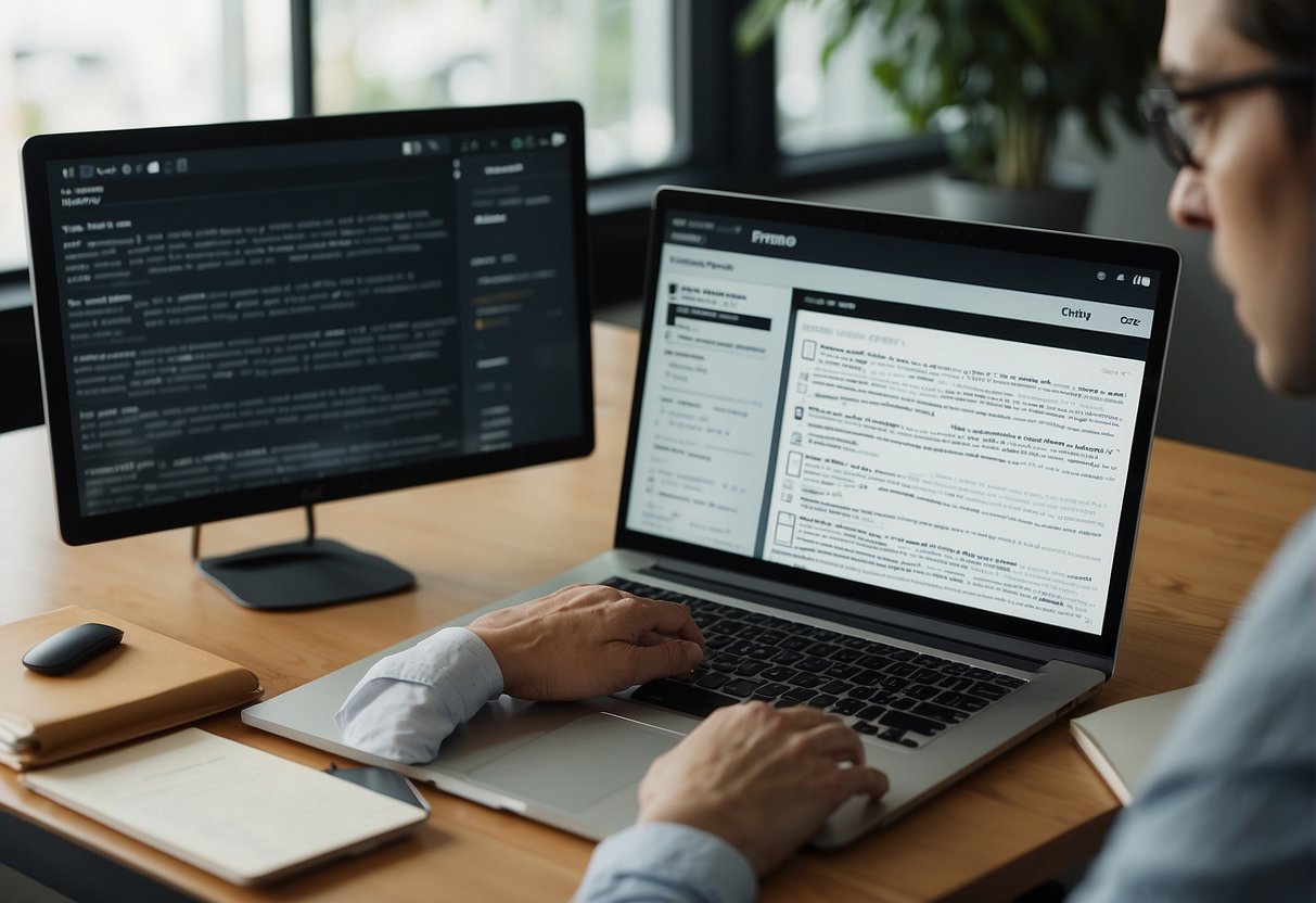 A person opens Sudowrite app, types a prompt, and watches as the AI generates creative writing suggestions in real-time. The screen displays a sleek interface with various writing tools and options for customization