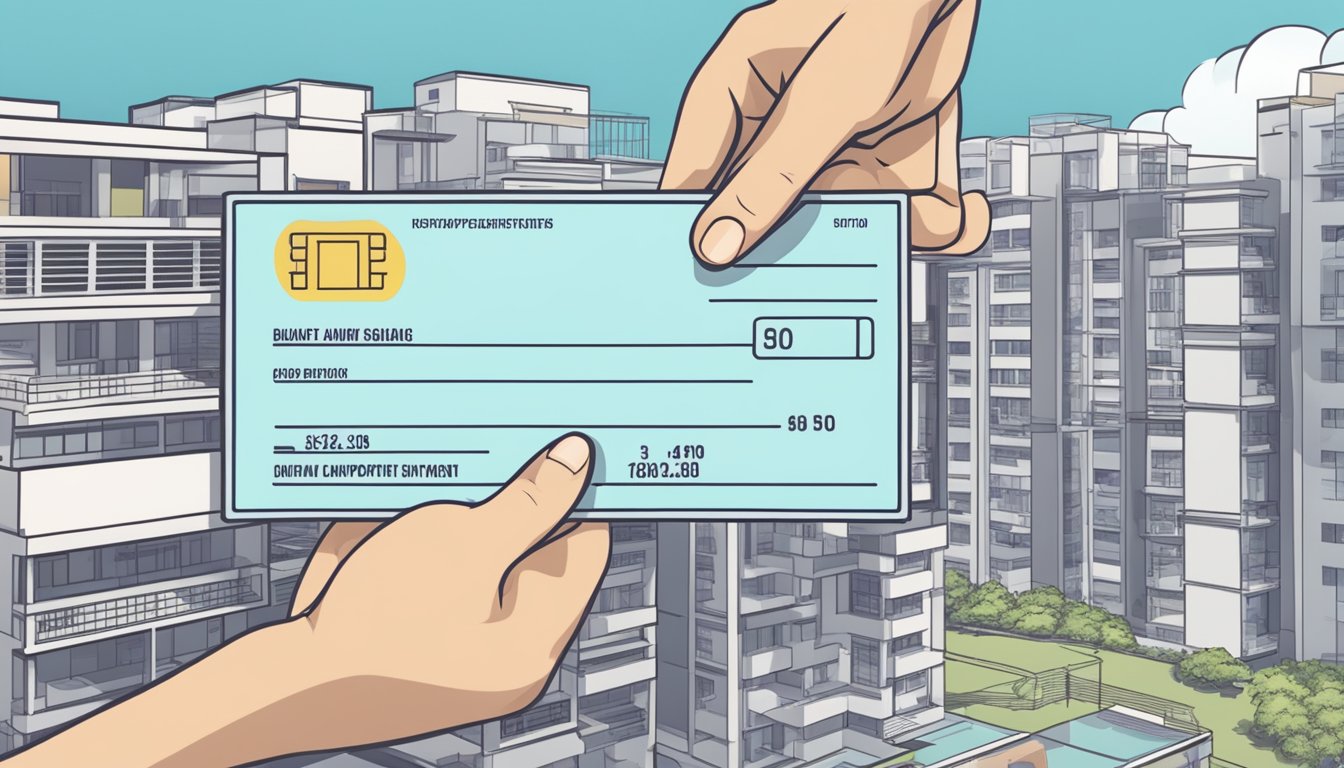 A hand placing a check for HDB BTO downpayment in Singapore