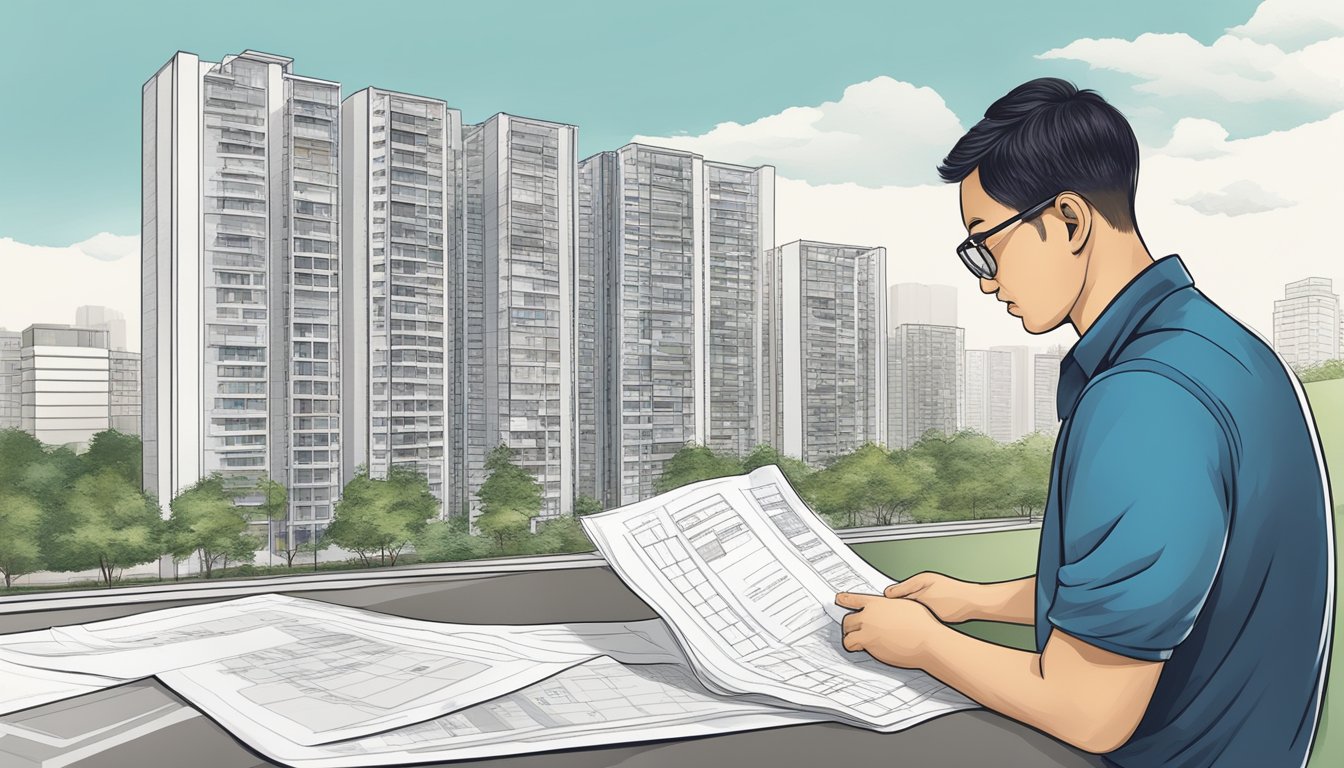 A homeowner reviews a list of renovation contractors for HDB hacking permit in Singapore