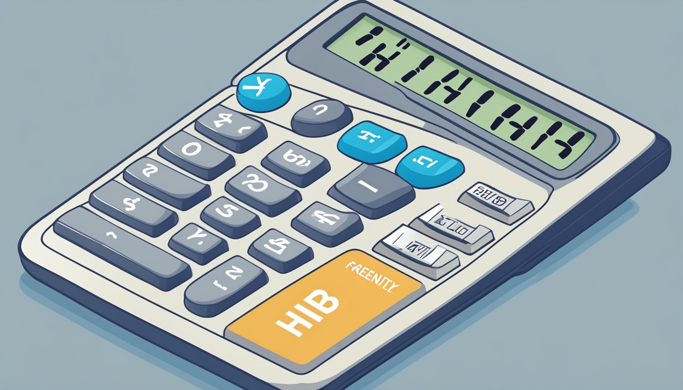 A calculator displaying monthly HDB installment amounts, with the words "Frequently Asked Questions" in the background