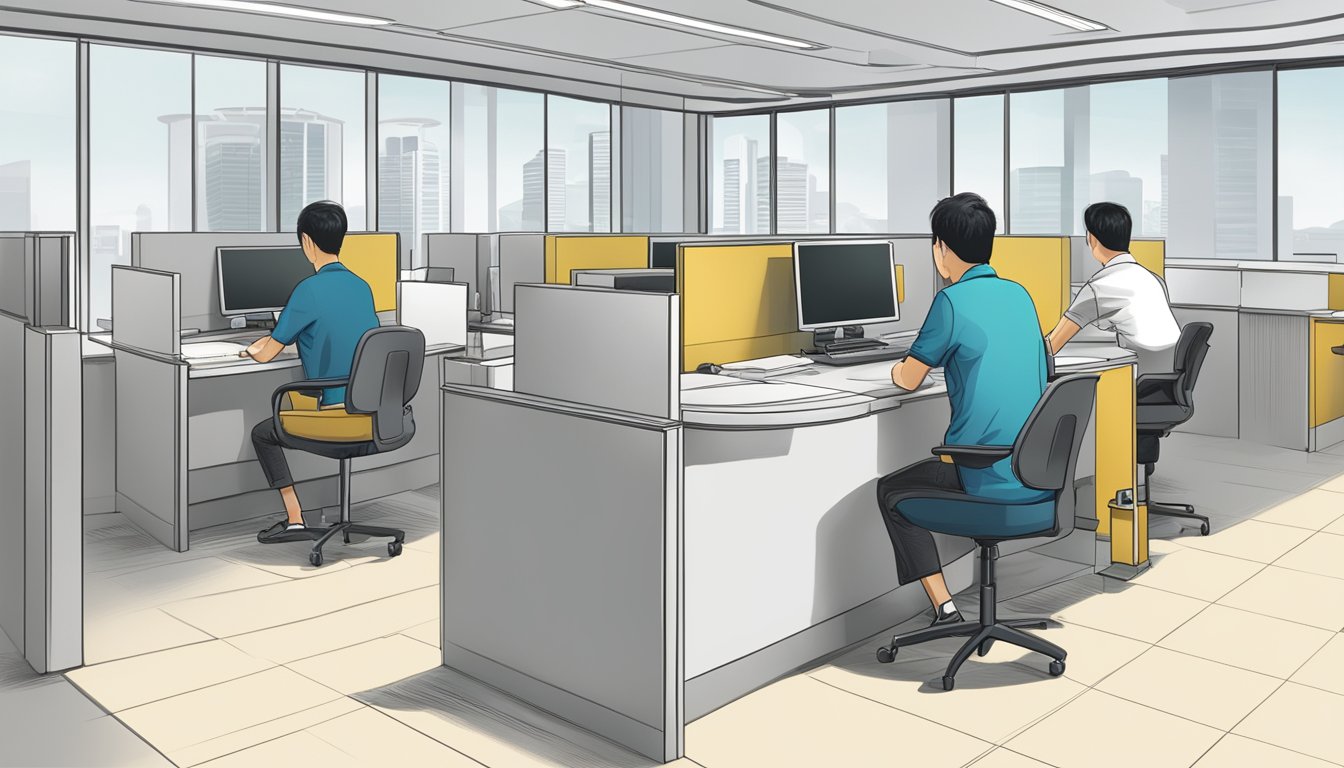 A person submits HDB documents at a Singapore office counter