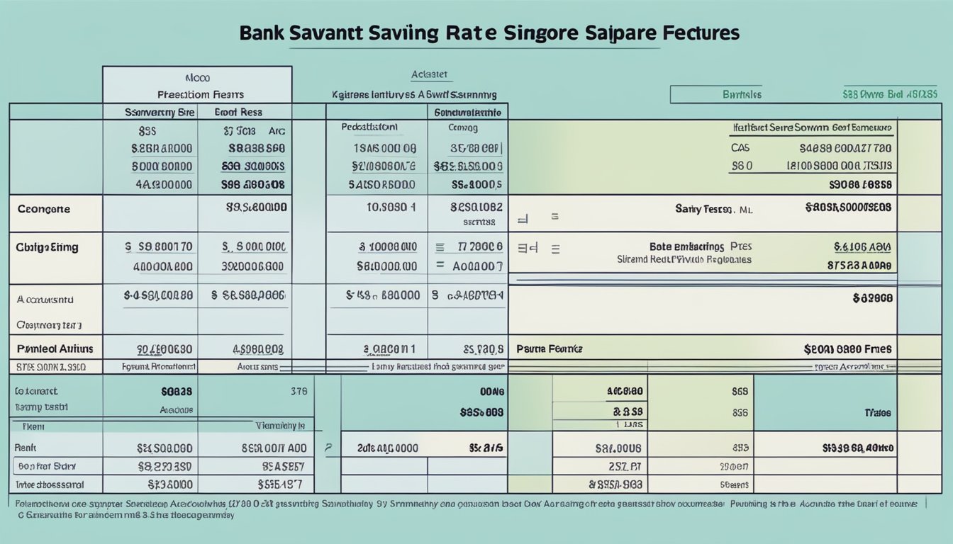 A bank statement displaying "Highest Savings Rate in Singapore" with highlighted eligibility and account features