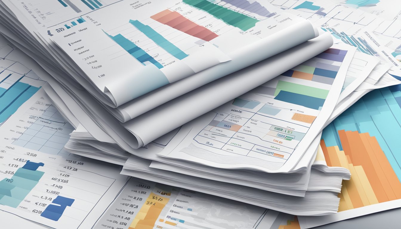 A stack of FAQ papers with "Highest Savings Rate Singapore" in bold, surrounded by financial charts and graphs
