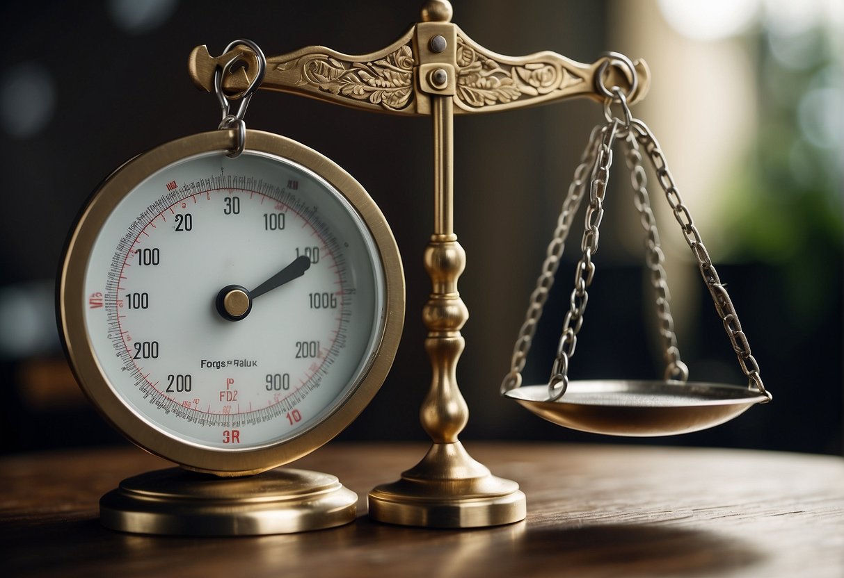 Two scales: free vs subscription. Free side lighter, with a broken chain. Subscription side heavier, with a padlock