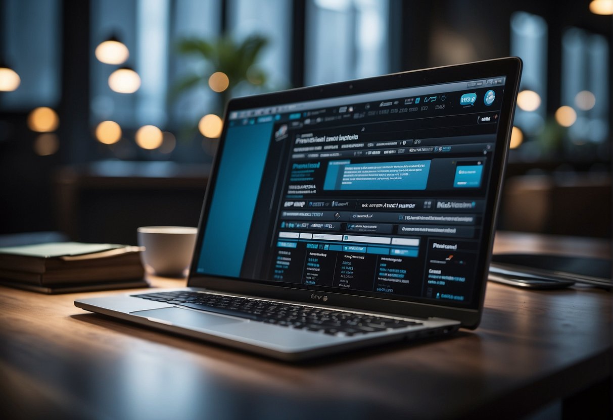 Tweet Hunter logo atop a computer screen, with a search bar and tweet feed displayed, showcasing its core functions