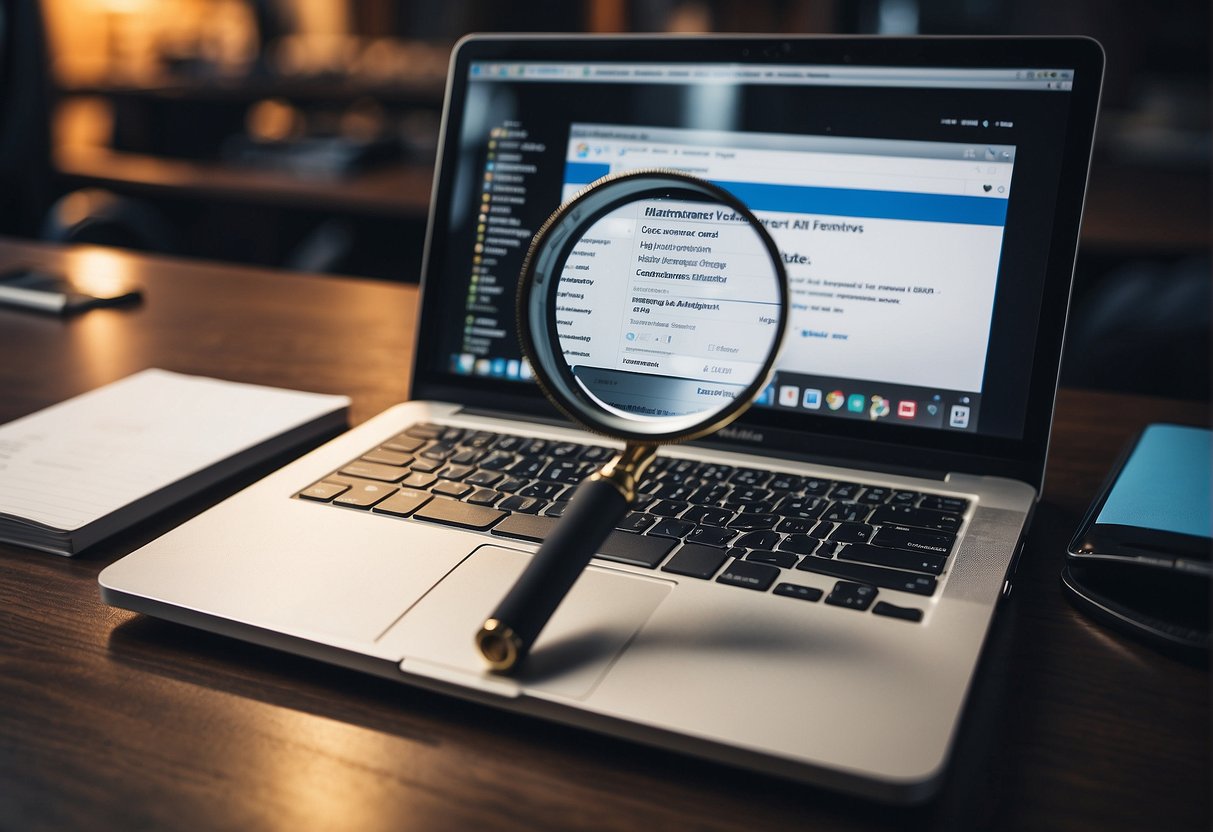 A magnifying glass hovers over a computer screen, highlighting the tweet hunter alternatives listed in a search bar