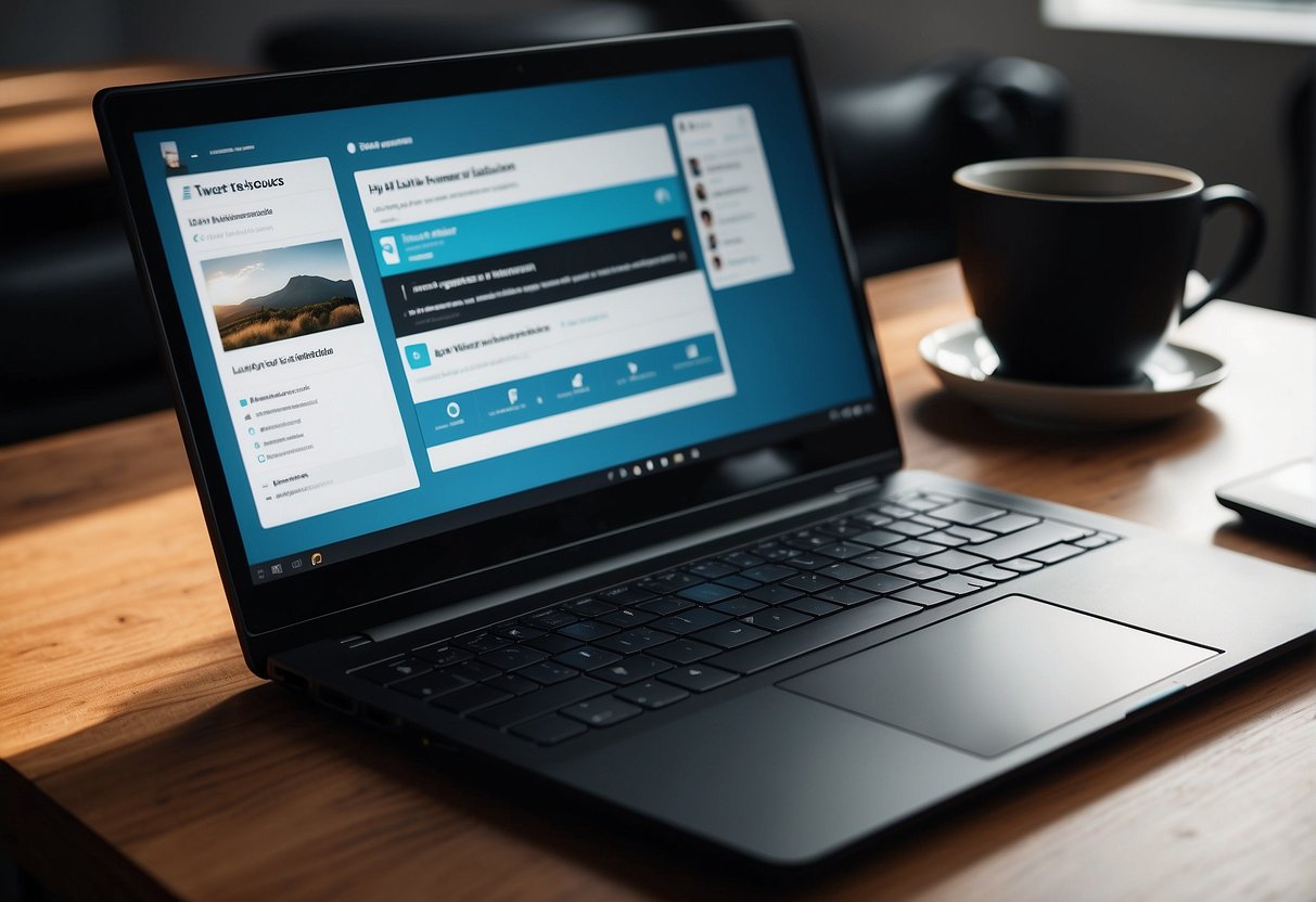 A sleek laptop displaying multiple tweet hunter alternatives on a clean, minimalist interface with intuitive user experience