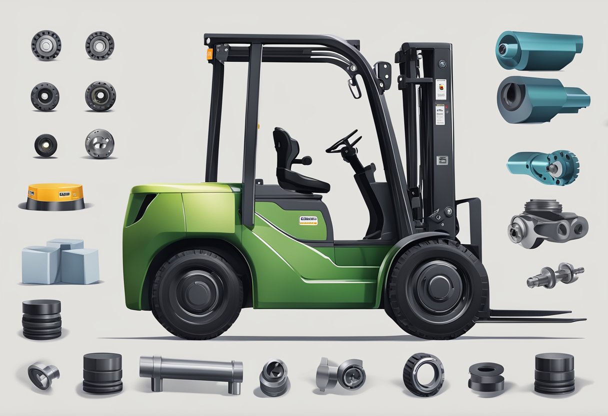 Various forklift parts from different brands are displayed online