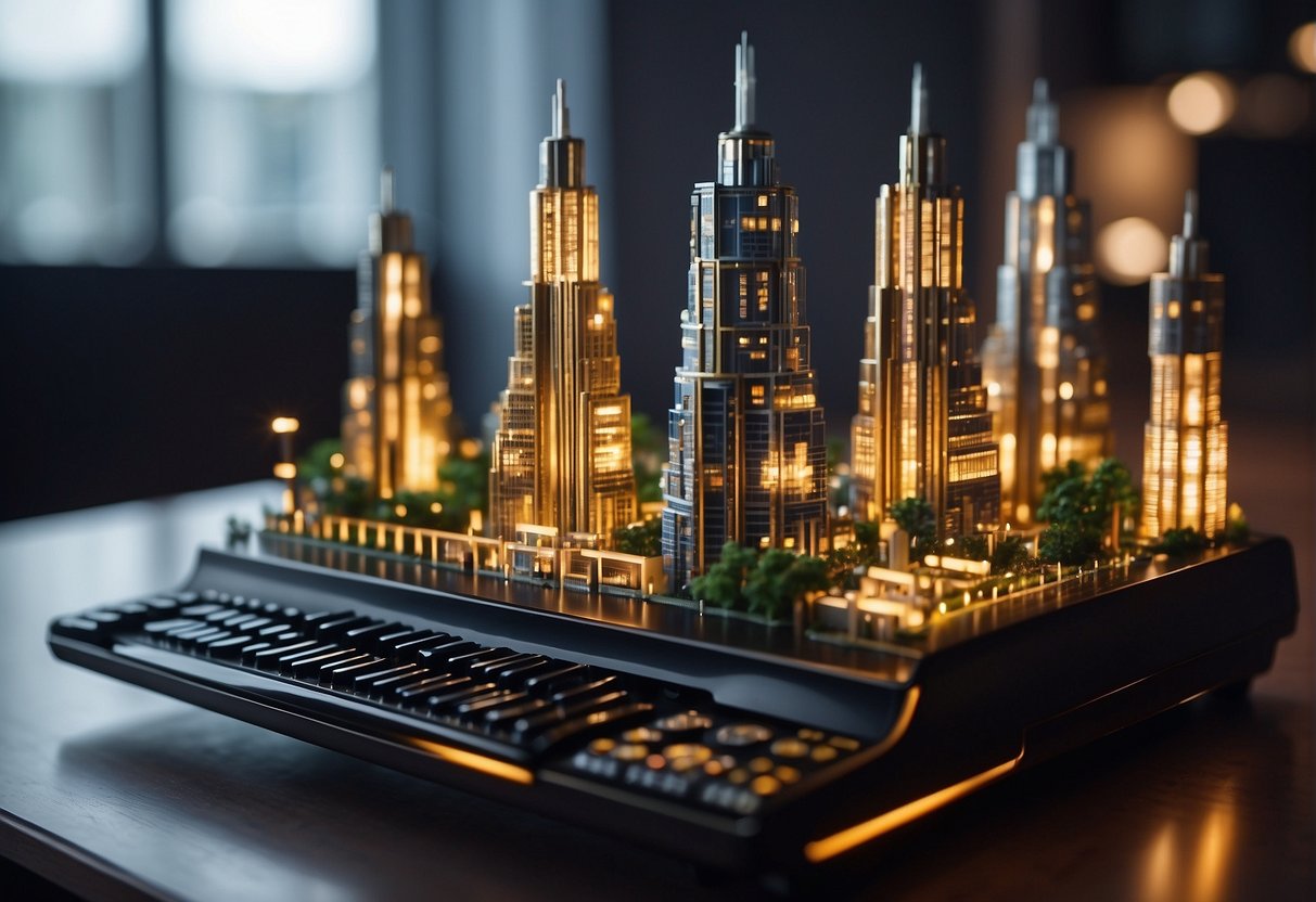 Colossyan towers over Synthesia, emitting powerful energy. Synthesia responds with swift, precise movements, creating a dazzling display of light and sound