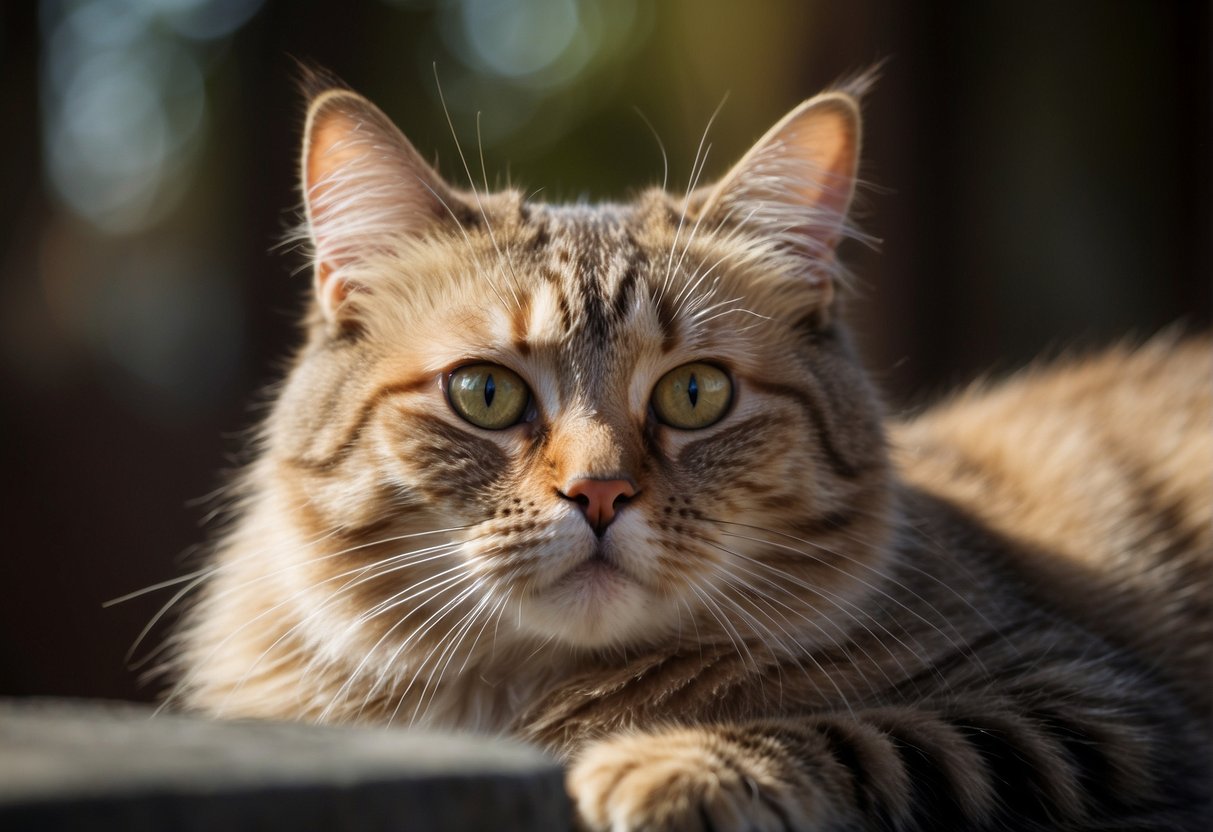A cat with one eye looking straight ahead and the other eye turned inward, appearing cross-eyed