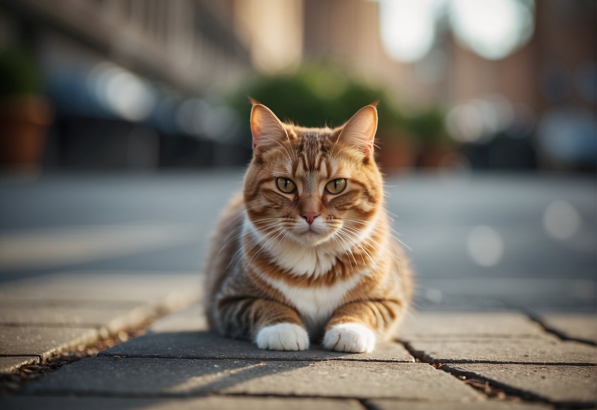 A cat sits on a square. Surrounding objects are ignored. The cat's focus is solely on the square beneath it
