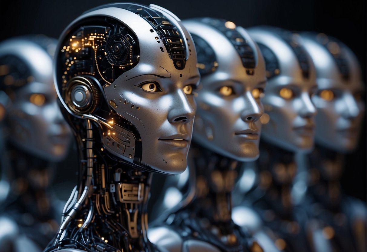 A group of AI algorithms stand side by side, each with its own unique features and capabilities. They are depicted in a comparative analysis, showcasing their differences and potential uses