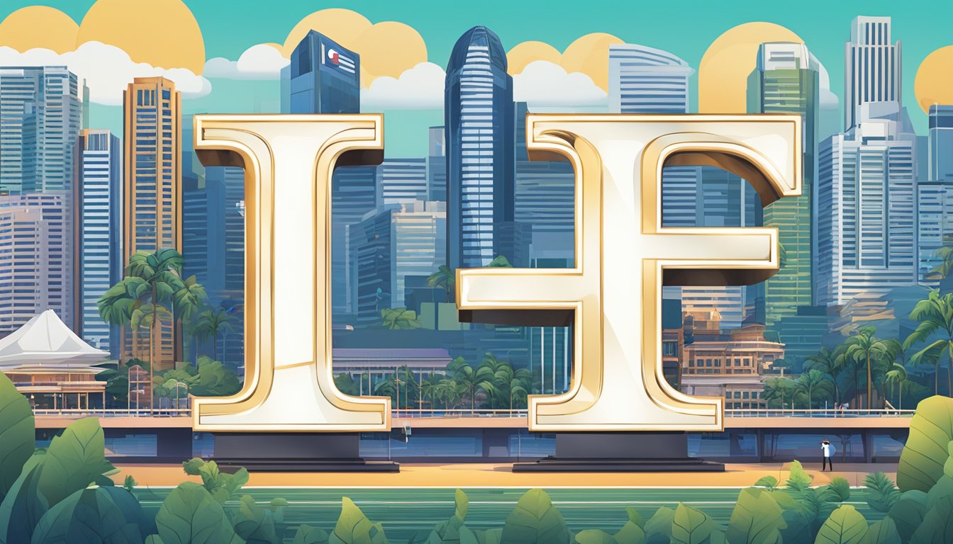 A brightly lit letter "HLE" stands out against a backdrop of iconic Singapore landmarks, symbolizing the importance of understanding HLE in the city