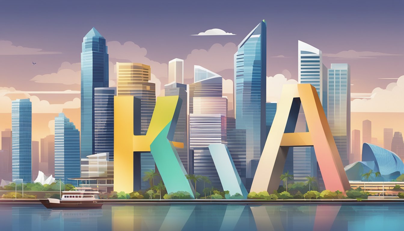 A stack of letters with "Frequently Asked Questions" printed on top, against a backdrop of the Singapore skyline