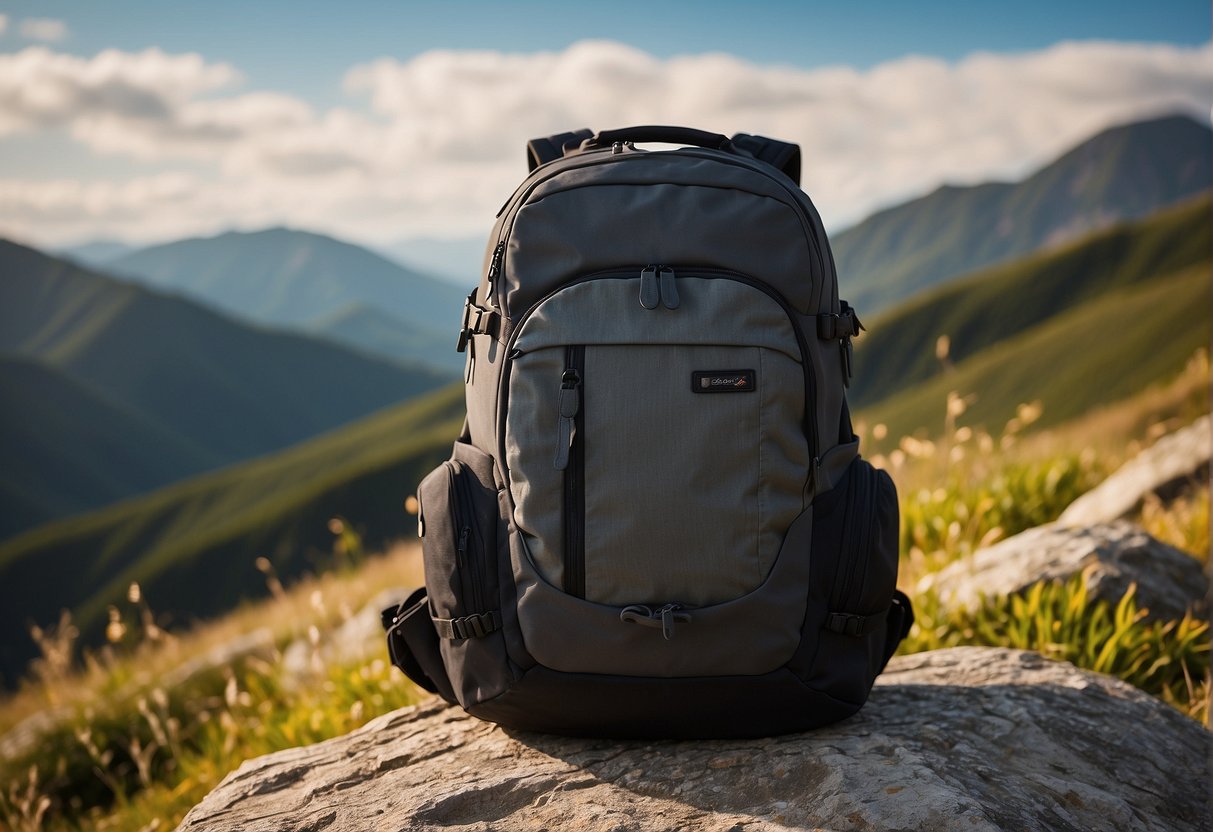 A rugged, sleek travel backpack for men, featuring multiple compartments and durable materials