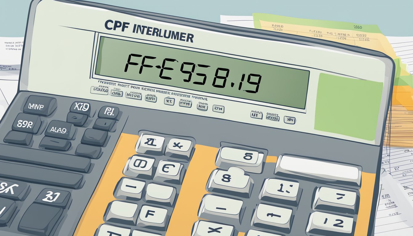 A calculator displaying CPF interest rates with retirement account statement