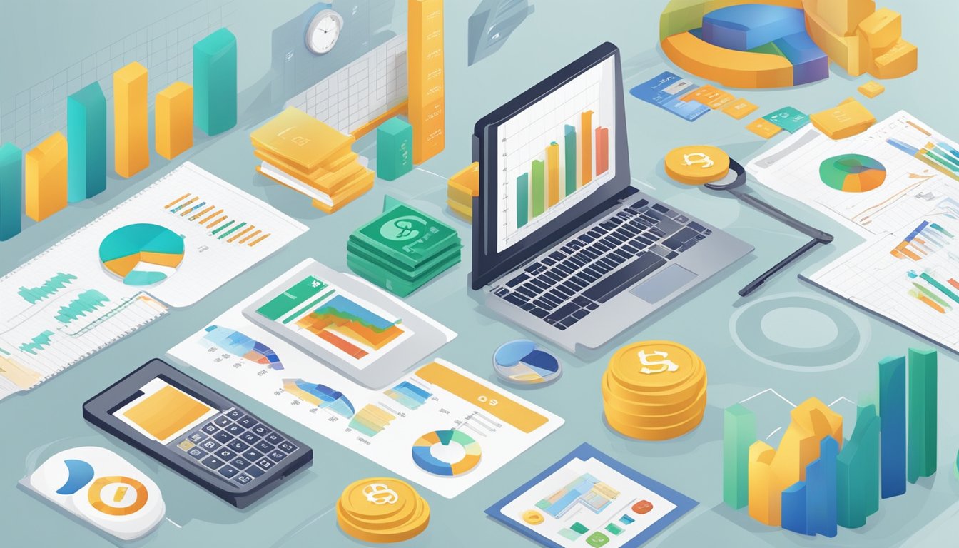 Various financial institutions, such as banks and credit unions, are being compared for loan consolidation. Charts and graphs display interest rates and payment plans