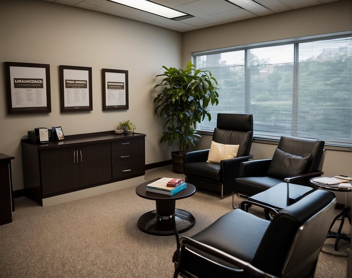 An IV drip provider's office in Atlanta, with a comfortable waiting area, clean treatment rooms, and a professional staff ready to assist clients