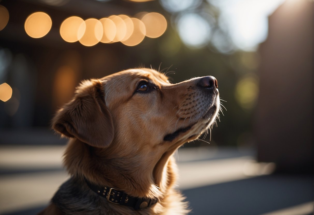 A woman's dog looks up at her as she realizes she's pregnant