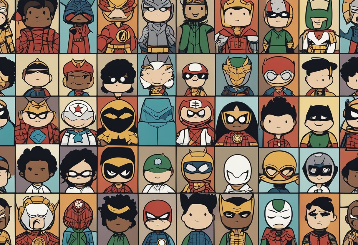 The Global Impact of Comic Books - A diverse array of comic book characters from different cultures and backgrounds, representing the global impact and international reach of the genre