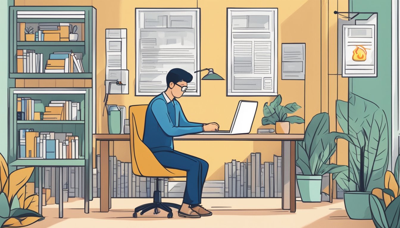 A person in Singapore checks their HDB fire insurance options online