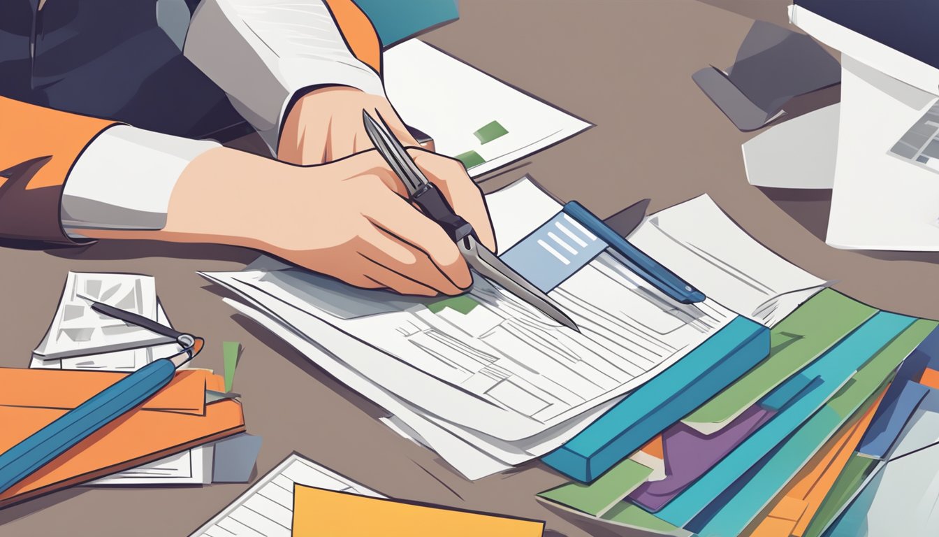A person cutting up a personal loan document with scissors