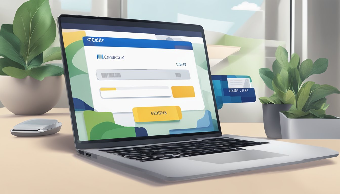 A UOB credit card with a "Increase Credit Limit" option highlighted, next to a laptop showing the UOB website