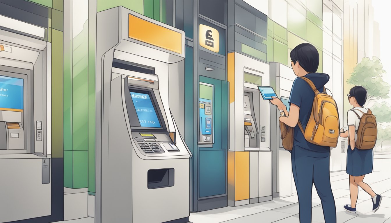 A person swiping a credit card at an OCBC Singapore ATM to pay tuition fees