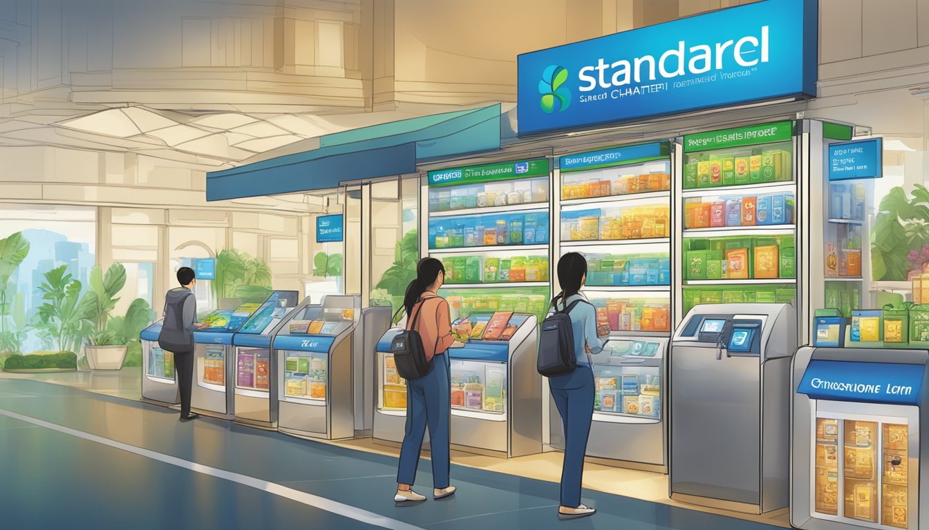 A person browsing through the Standard Chartered reward points redemption options in Singapore, with various products and services displayed for selection