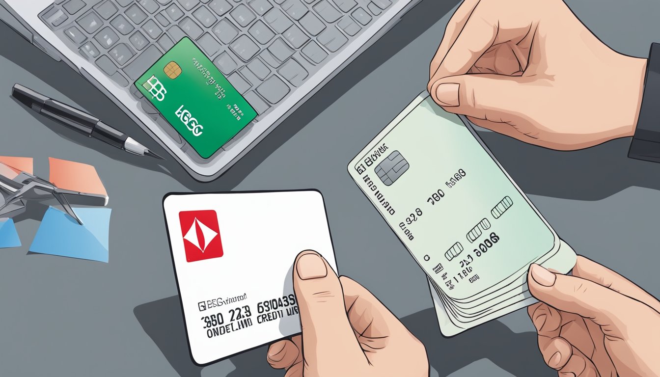 A person holding an HSBC credit card receives a letter stating their credit limit has been increased, with the HSBC logo prominently displayed