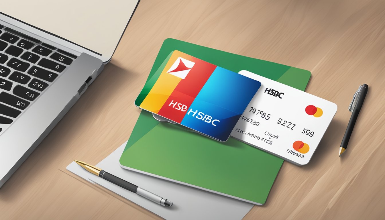 A credit card with the HSBC logo sits on a table, with a letter next to it indicating a credit limit increase