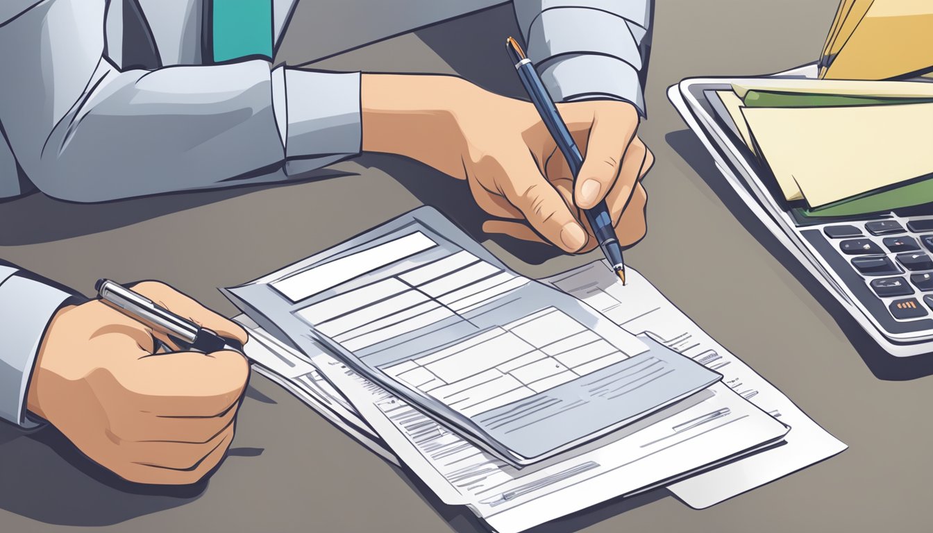 A person applying for HSBC Debt Consolidation Plan with required documents and filling out application form