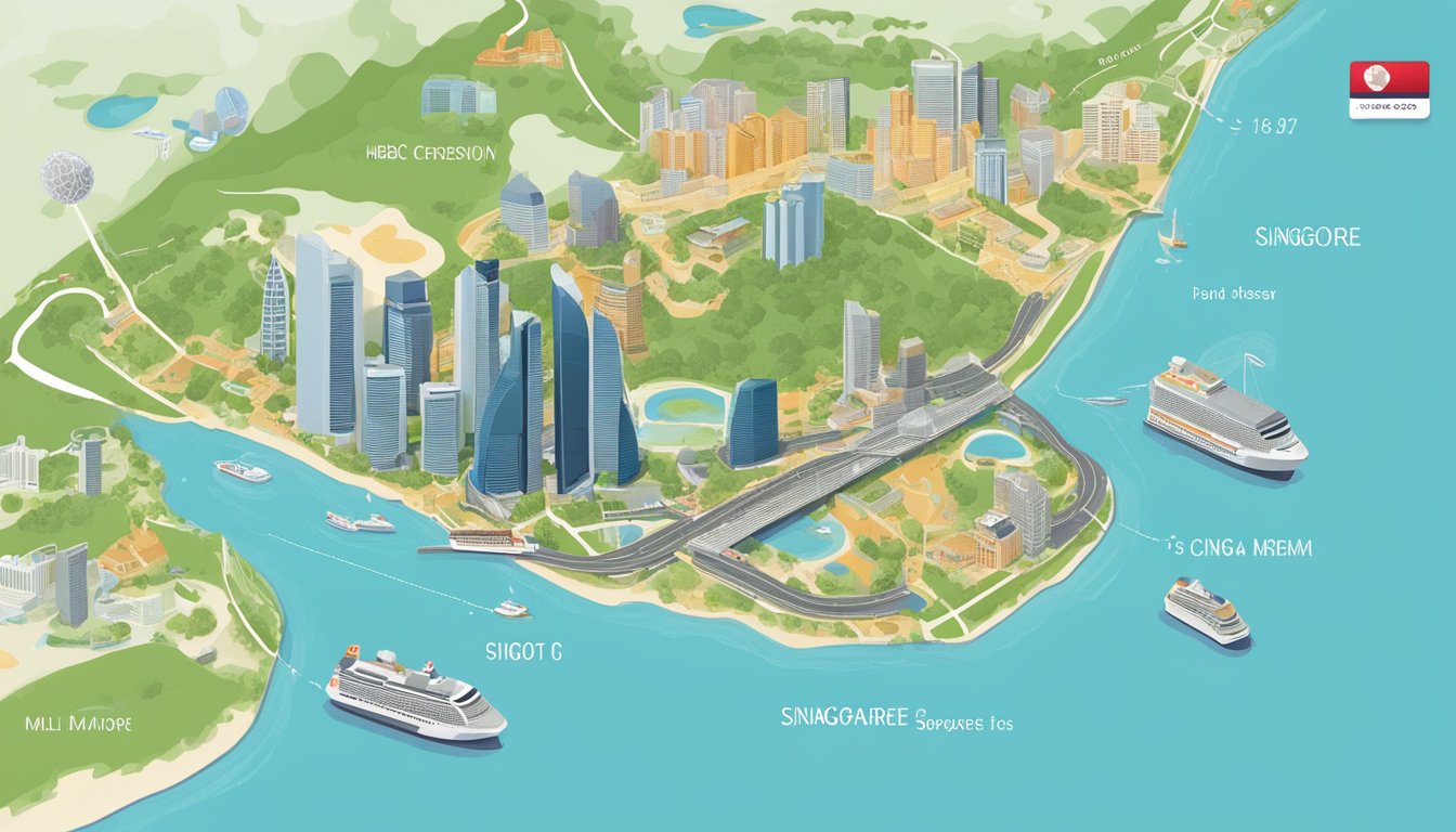 A map of Singapore with HSBC credit card and miles conversion displayed