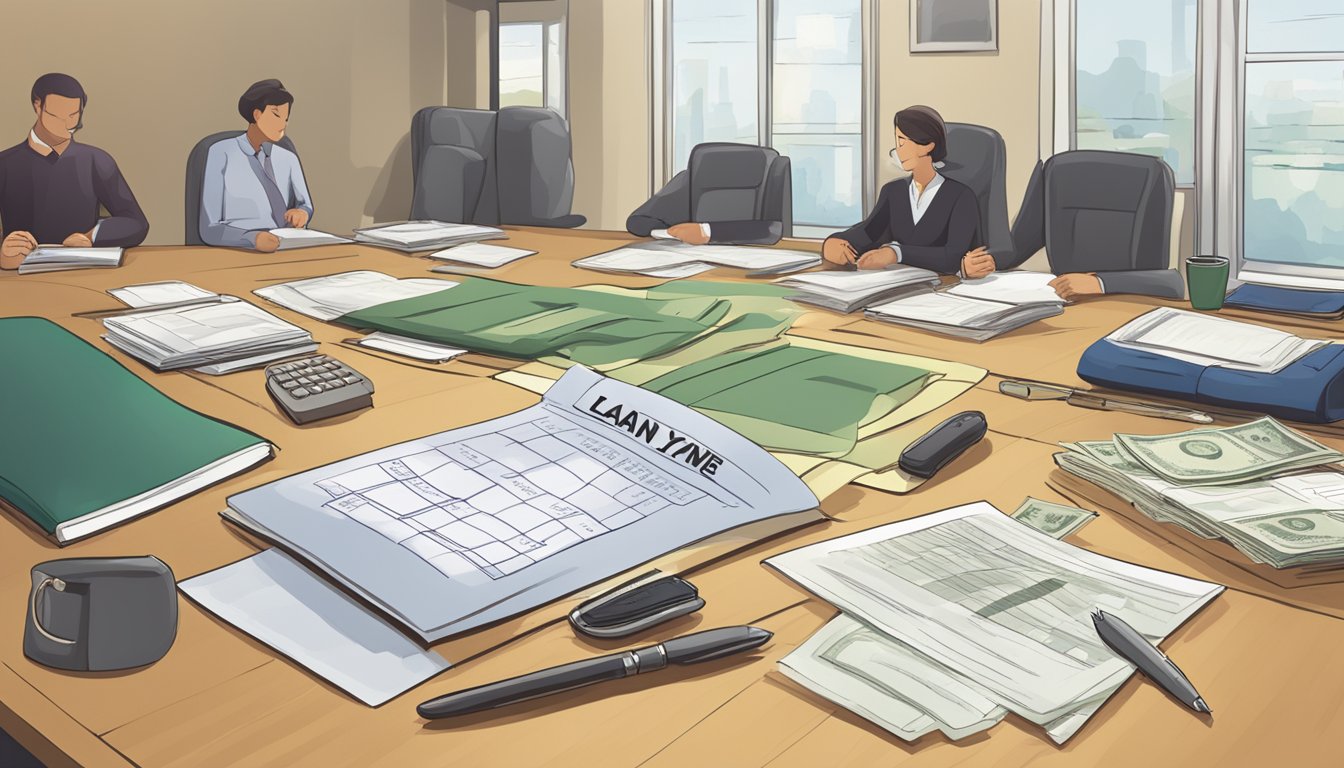 A table with various loan types and purpose-specific options listed, with a legal money lender sign in the background
