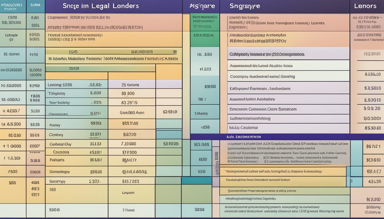 A table with a list of legal money lenders in Singapore, with their company names, contact information, and interest rates displayed clearly