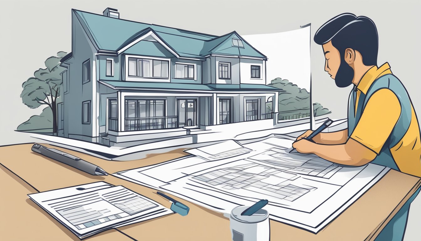 A homeowner filling out paperwork for a home renovation loan from a Singapore moneylender